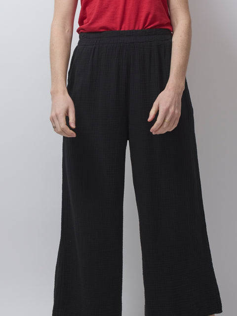 Easy Wide Gauze Pant, Black
