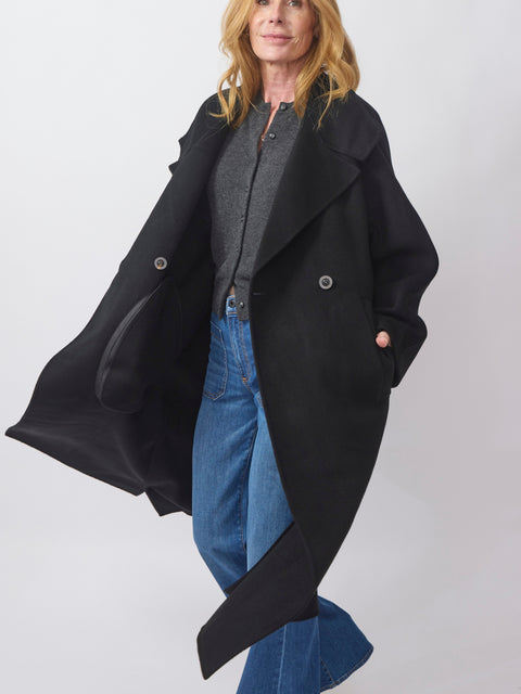 Double Button Coat, black