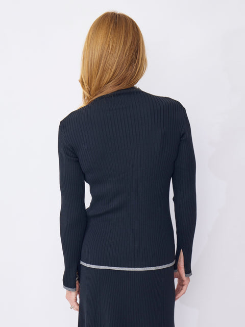 Nina Knit Turtleneck, Black Combo