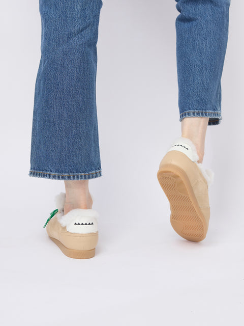 Ballet Sneaker, Beige Suede Shearling