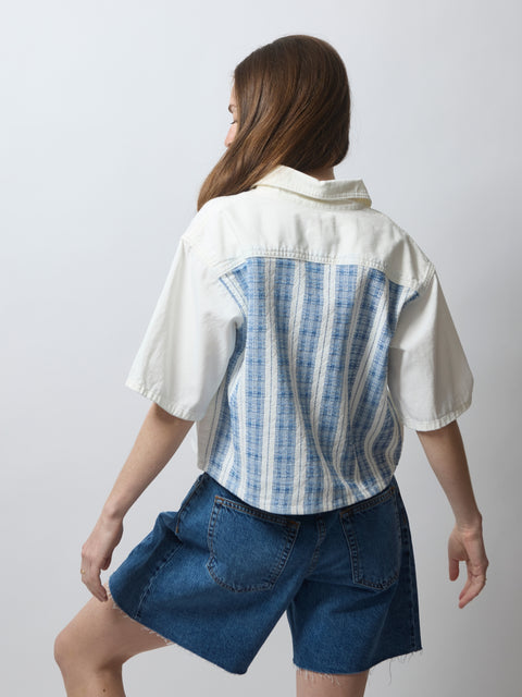 Short Sleeve Combo, White Sashiko