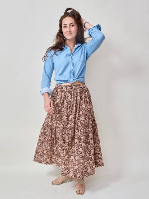 Francoise Skirt, cocoa floral