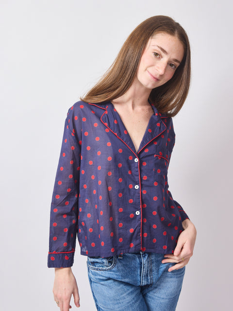 Reese Top, Navy Dot