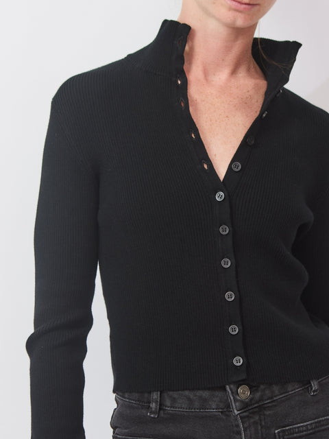 Mock Turtle Cardigan, Nero
