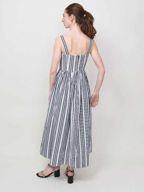 Reyes Dress, Parchment Stripe