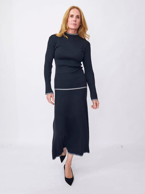Alexa Knit Skirt, Black Combo