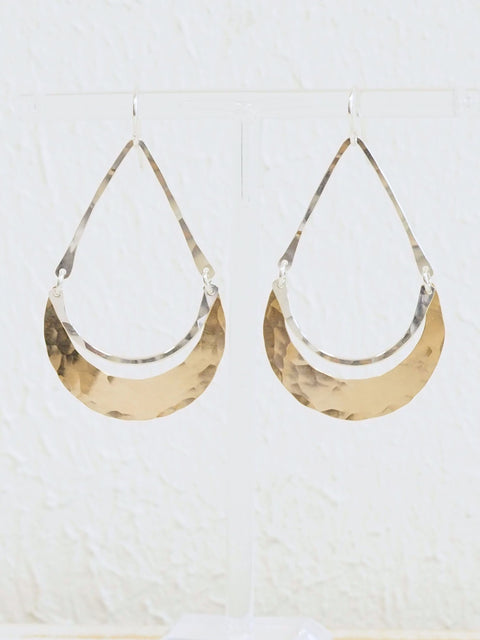 Luna Earrings, Silver and Gold