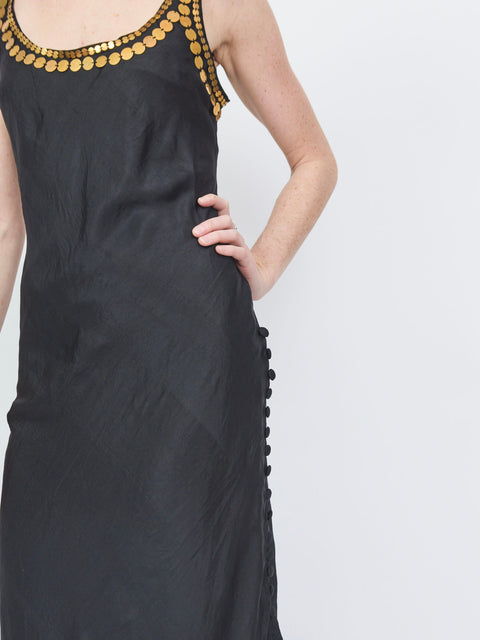 Adele Gilded Coin Dress, black