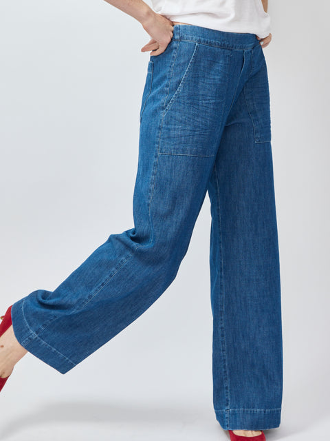 Madeline, Distressed Indigo Washed Denim