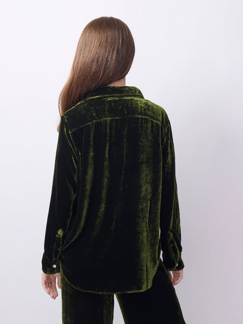 Eileen Button-Up, Green Velvet