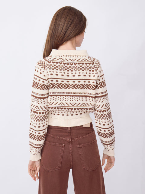 Liza Frost Fair Isle Sweater, Cream