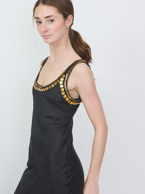 Adele Gilded Coin Dress, black