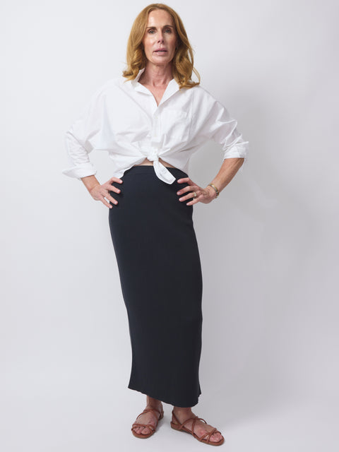 Cotton Skirt 2x1, Charcoal