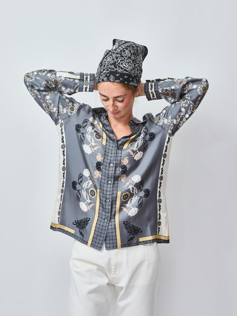 Roses & Cat Silk Blouse
