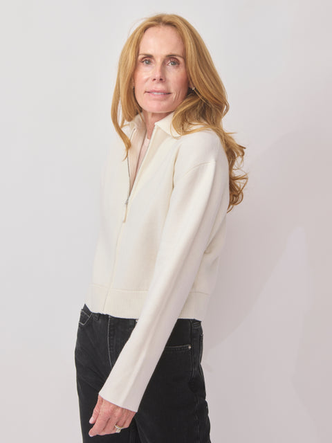 Zip Sweater Jacket, fleur de sel