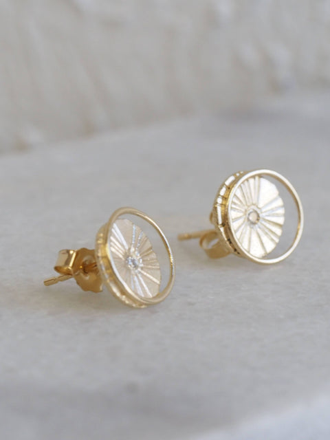 Sun & Moon Diamond Studs, 14k