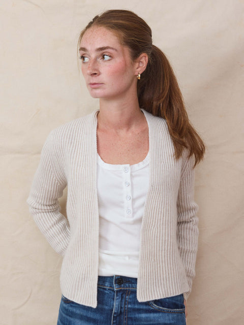 Plaited Cardigan, Pearl/Mush