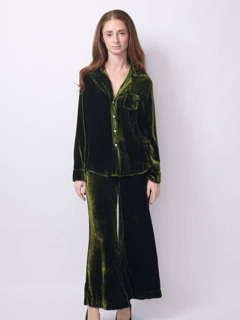 Eileen Button-Up, Green Velvet