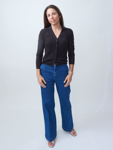 Collared Cardigan, ebony