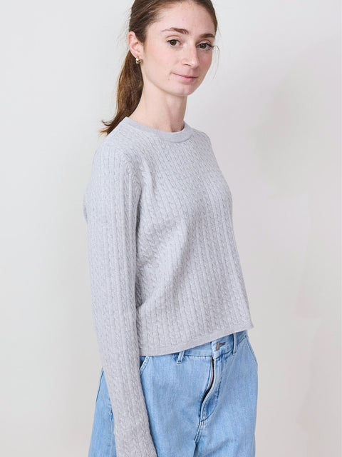 Saylor Cable Crew, Heather Gray