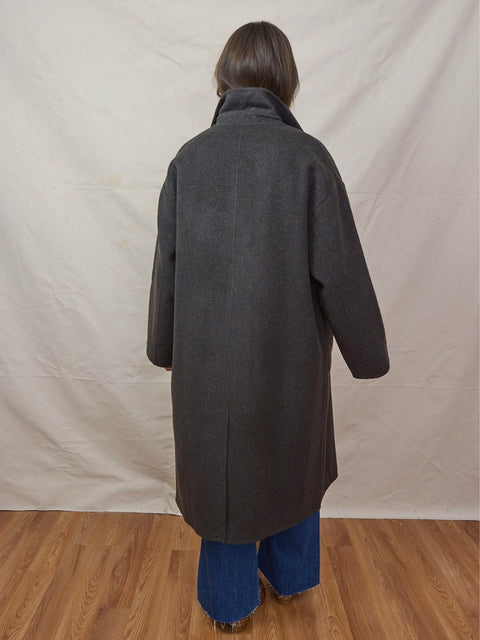 Wool Maxi Coat, charcoal O/S