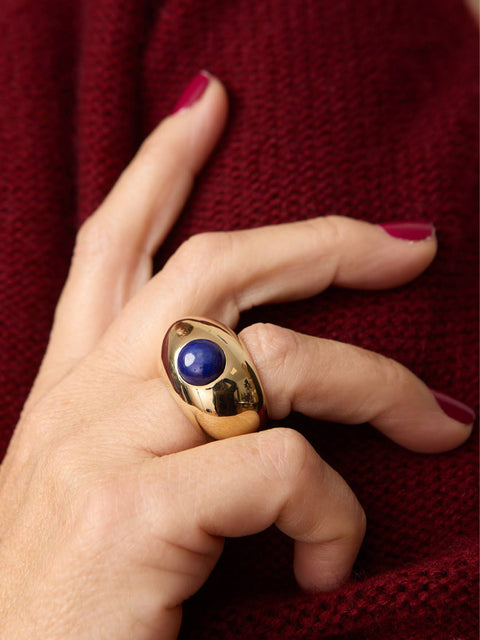 Pebble Cabochon Ring, lapis