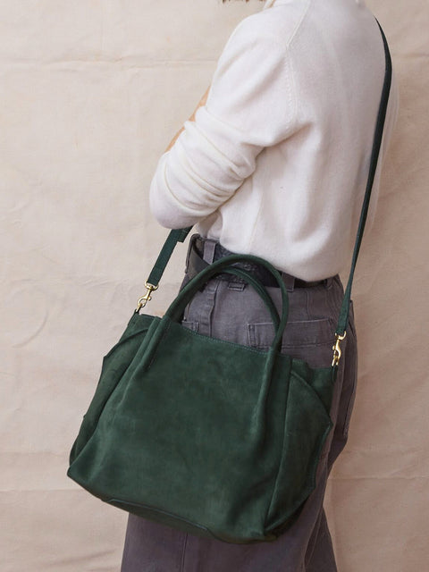 Zoe Tote, Forest Suede