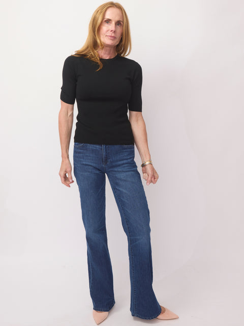 Round Neck Ribbed S/S, noir