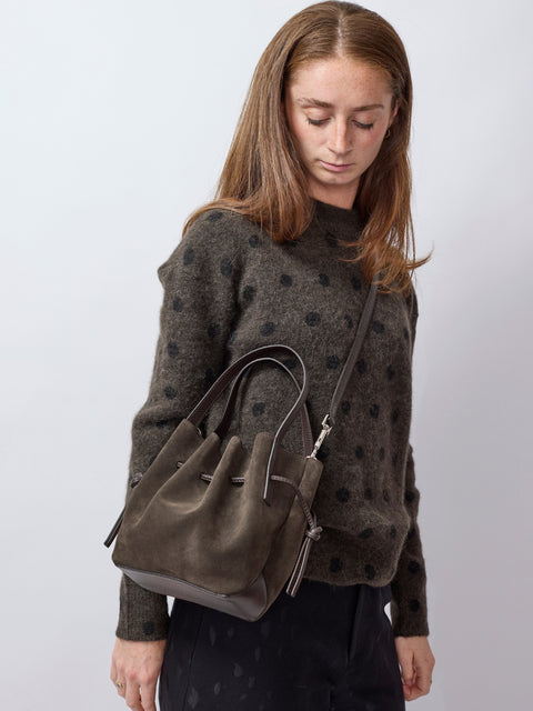 Mini Scallop Tote Suede, Ganache