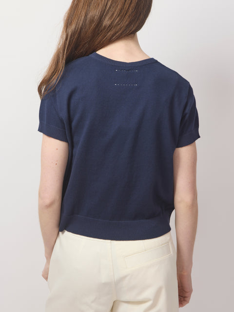 Cotton SS Cropped Sweater, Marritimo