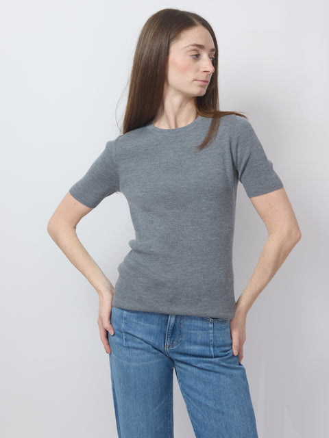 Ribbed Merino Tee, Graphite