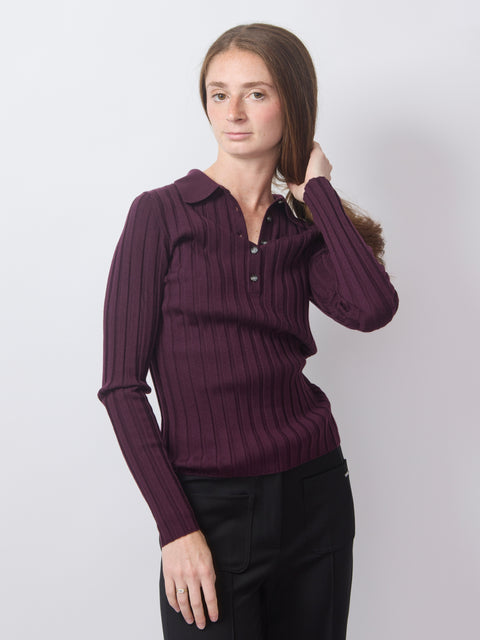 Poloneck Sweater, dark cherry