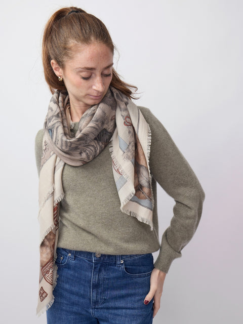 Zouyu, Cry the Deer, 135cm silk/wool, Clay/Bone