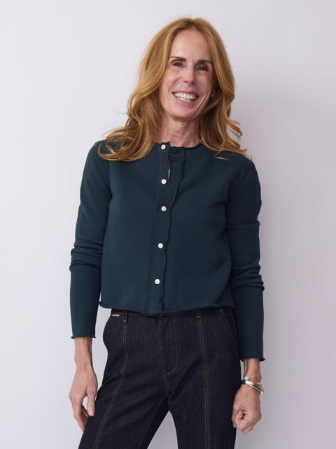 Jackie Sweatshirt Cardigan, Pine