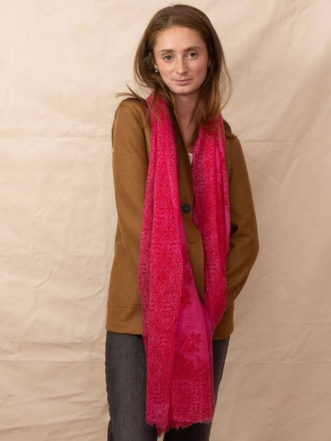 Cashmere Whisper Scarf, Rose Red Paisley