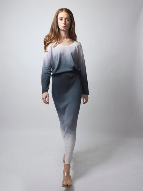 Cotton Skirt 2x1, Charcoal Ombre