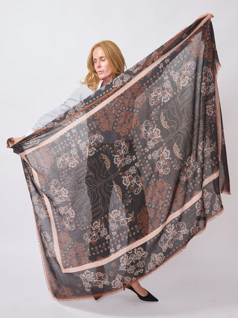 Calvin Scarf, Brown Fall Floral