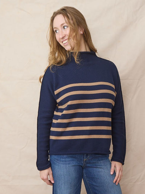 Monterey, Navy/Camel Stripe