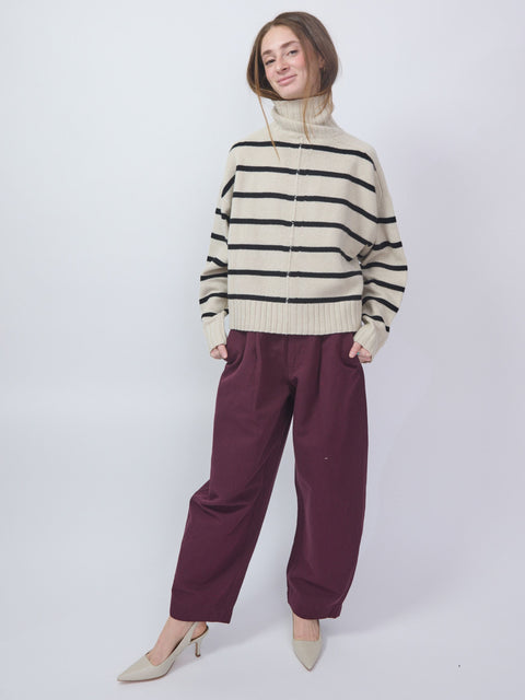 Ari Cropped Turtle, cream & black stripe