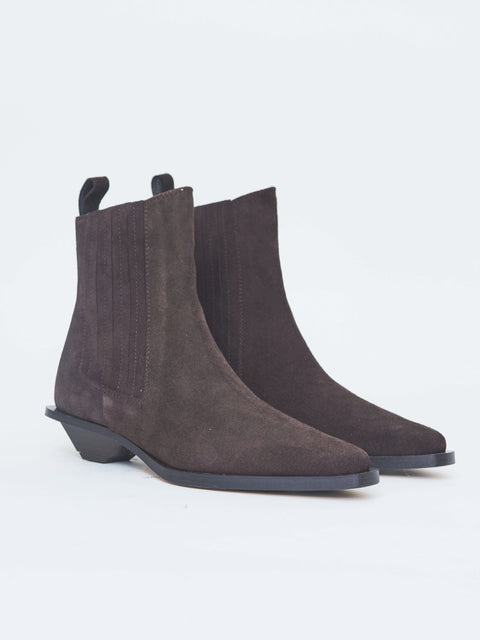 Indigo, chocolate suede