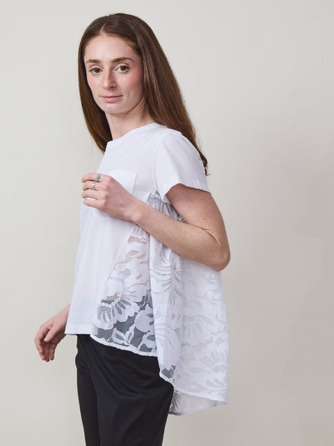 Lace Back Tee, white