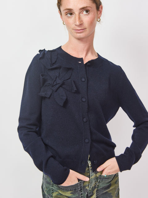 Applique Cardigan, Deep Night
