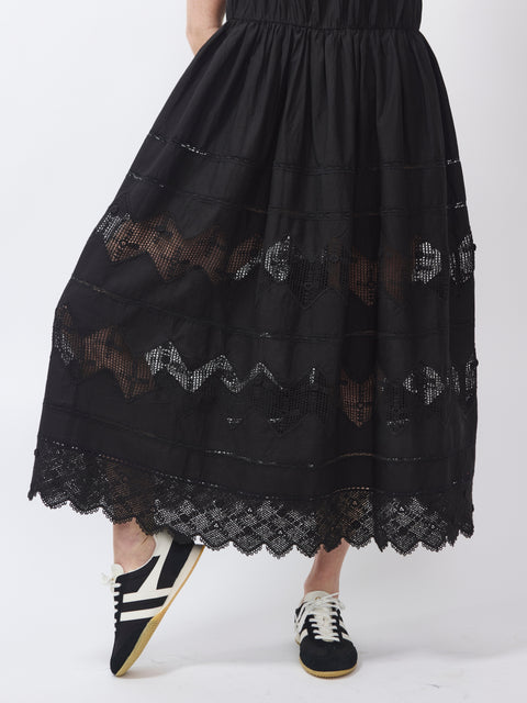 Rosette Crochet Dress, black