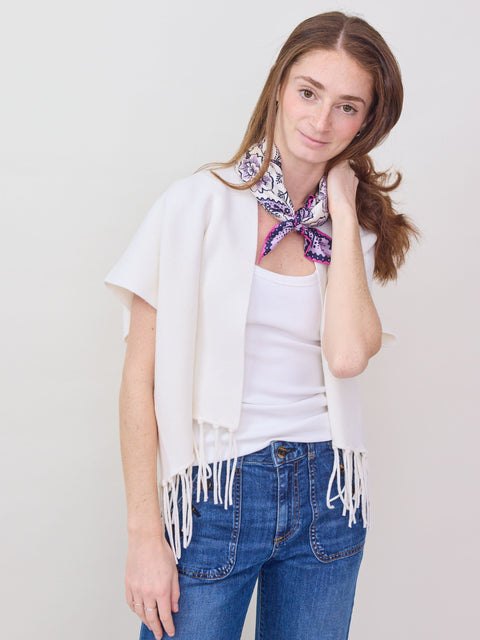 Fringed Open Vest, flour de sel