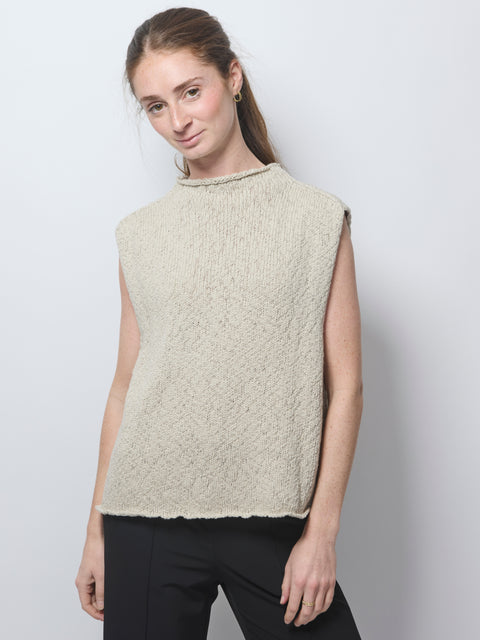 Cotton Slub Vest, Ecru