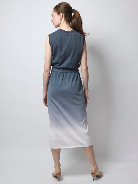 Cotton Sleeveless Dress, Charcoal Ombre
