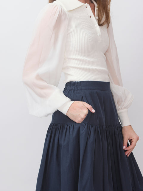 Lori Skirt, Indigo Embroidery