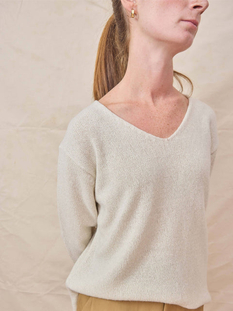 Wool/Silk Pullover, Ivory