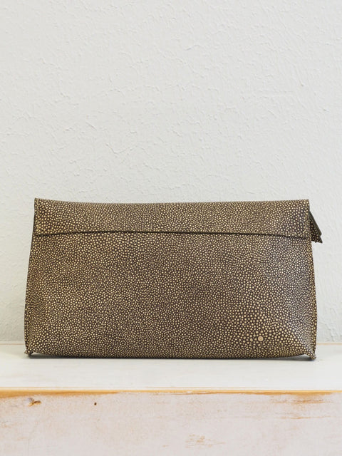 Foldover Clutch, Clay Shagreen