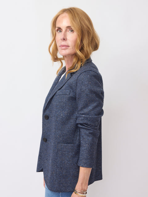 Collared Donegal Blazer, Dark Blue